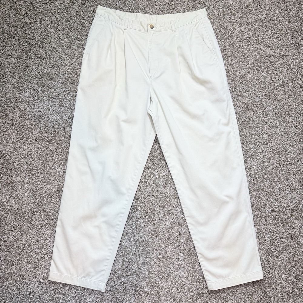 VTG 90s White Stag Womens 14P Stone Cotton Pleated High Rise Chino Pants 32x28